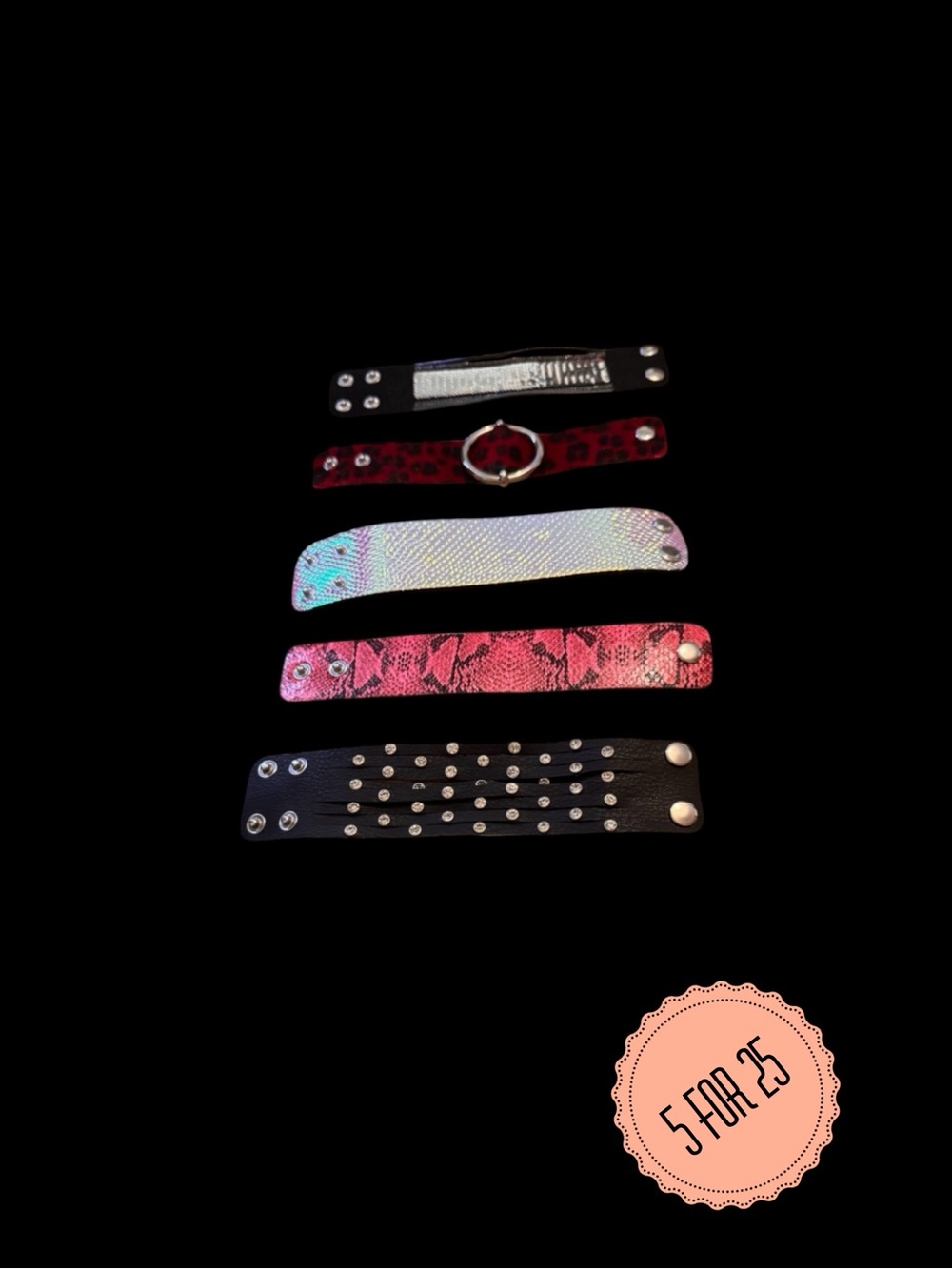 Rock Goddess Snap Bracelet Bundle | Animal Print, Snakeskin & Studs | EUC